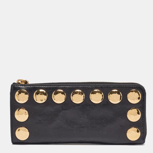 Crackled Glossy Leather Studded Continental Wallet - Miu Miu - Modalova