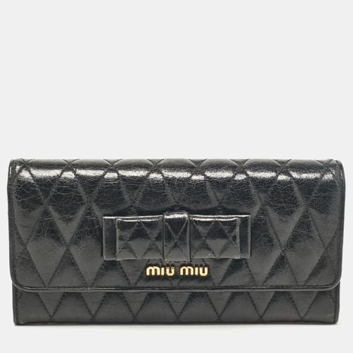 Miu Miu Black Glossy Leather Bow Flap Continental Wallet - Miu Miu - Modalova