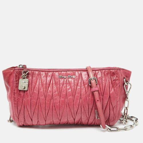 Miu Miu Pink Leather Matalasse Shoulder Bag - Miu Miu - Modalova