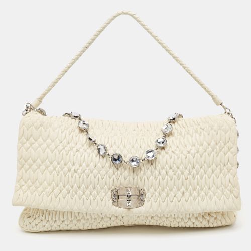 Matelassé Leather Crystal Cloqué Flap Shoulder Bag - Miu Miu - Modalova