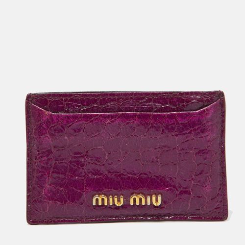 Miu Miu Purple Alligator Embossed Leather Card Case - Miu Miu - Modalova