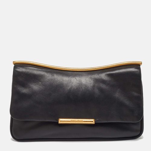 Leather Flap Frame Clutch - Miu Miu - Modalova