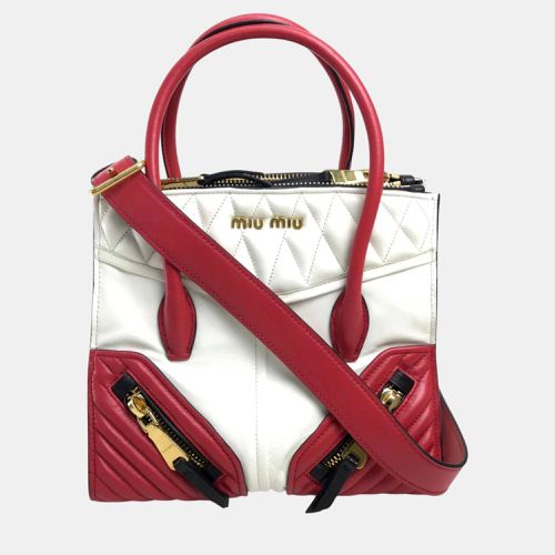 Miu Miu White Red Biker Bag - Miu Miu - Modalova