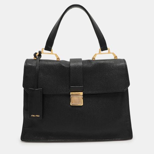 Miu Miu Black Leather Push Lock Top Handle Bag - Miu Miu - Modalova