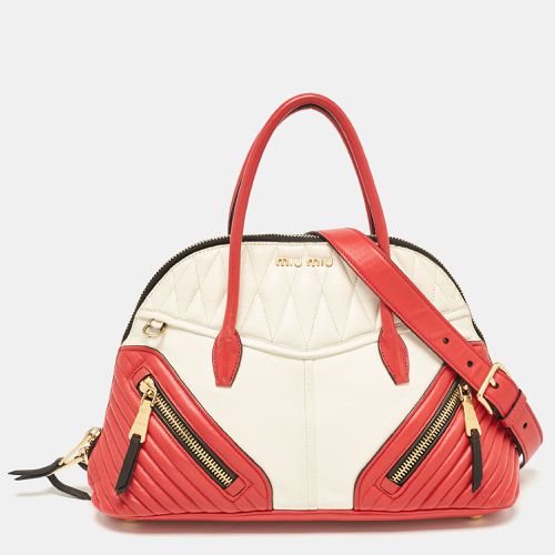 Miu Miu Red/White Leather Biker Dome Satchel - Miu Miu - Modalova