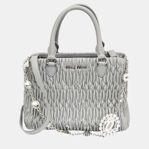 Miu Miu Gray Matelasse Nappa Crystal Leather Handbag - Miu Miu - Modalova