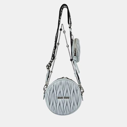 Miu Miu Blue Lambskin Matelasse Shoulder Bag - Miu Miu - Modalova