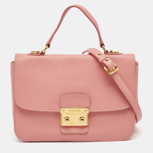 Miu Miu Pink Madras Leather Push Lock Flap Top Handle Bag - Miu Miu - Modalova