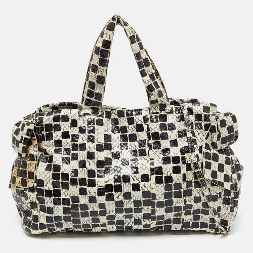 Miu Miu Black/Cream Snakeskin Side Bow Tote - Miu Miu - Modalova