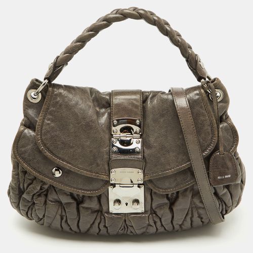 Miu Miu Grey Matelassé Lux Leather Coffer Hobo - Miu Miu - Modalova