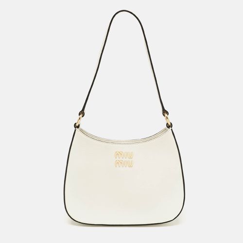 Miu Miu White Madras Leather Hobo - Miu Miu - Modalova