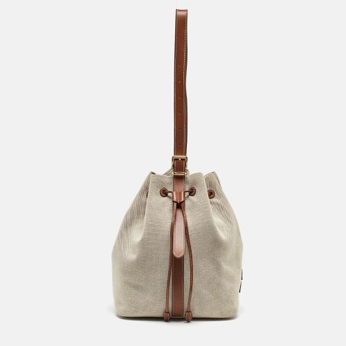 Natural Canvas Logo Drawstring Bucket Bag - Miu Miu - Modalova