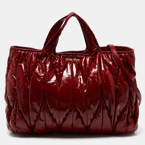 Miu Miu Red Matelasse patent Leather Shopper Tote - Miu Miu - Modalova