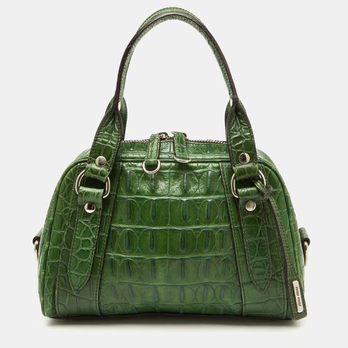 Miu Miu Green Alligator Zip Satchel - Miu Miu - Modalova