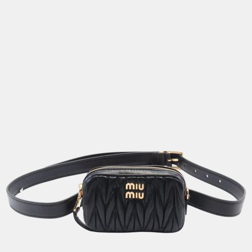 Miu Miu Miu Matelasse Waist Bag Body Leather Black - Miu Miu - Modalova