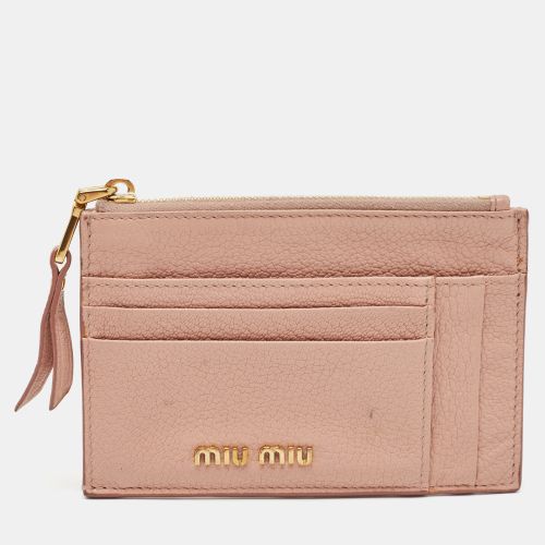 Miu Miu Pink Leather Zip Card Holder - Miu Miu - Modalova