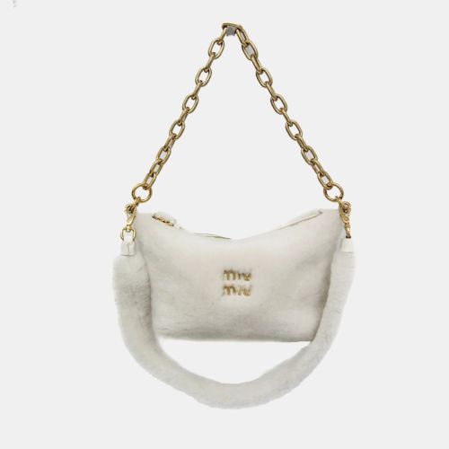 Miu Miu White Mouton Tote Bag - Miu Miu - Modalova