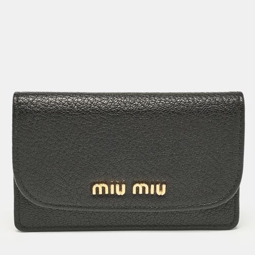 Miu Miu Black Leather Logo Flap Card Case - Miu Miu - Modalova