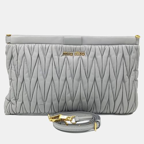 Miu Miu Grey Leather Matelasse Clutch Bag - Miu Miu - Modalova