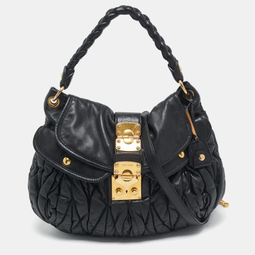 Miu Miu Black Matelassé Leather Coffer Hobo - Miu Miu - Modalova