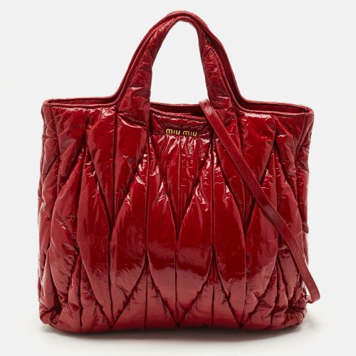 Miu Miu Red Matelasse Patent Leather Shopper Tote - Miu Miu - Modalova