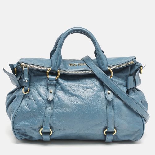 Miu Miu Blue Leather Bauletto Bow Tote - Miu Miu - Modalova