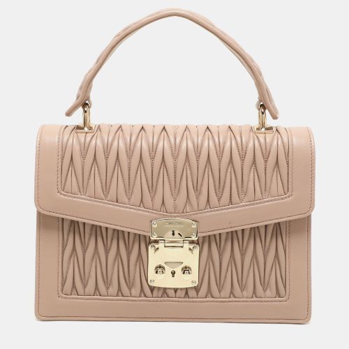 Miu Miu Beige Matelasse Leather Top Handle Bag - Miu Miu - Modalova