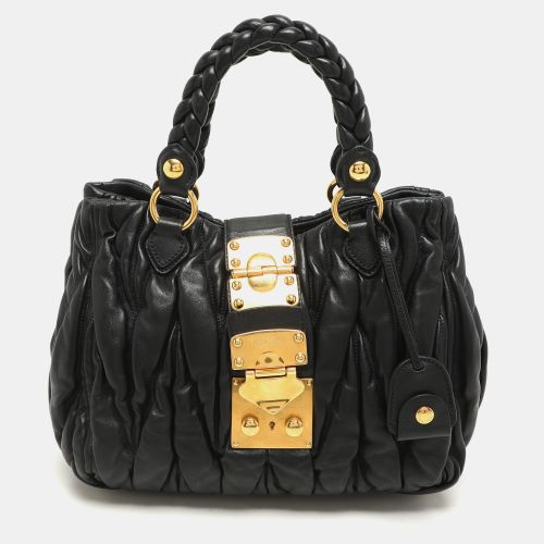 Miu Miu Black Matelasse Leather Coffer Satchel - Miu Miu - Modalova