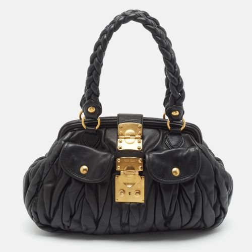Miu Miu Black Matelassé Leather Coffer Frame Satchel - Miu Miu - Modalova