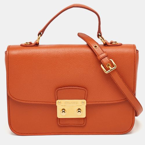 Push Lock Madras Leather Flap Top Handle Bag - Miu Miu - Modalova
