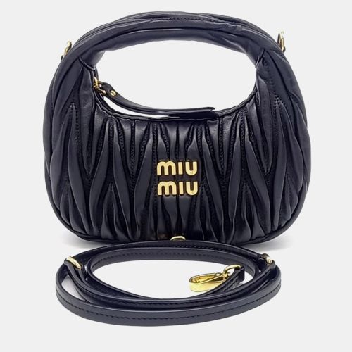 Leather Wander Matrasée Hobo Bag Mini - Miu Miu - Modalova