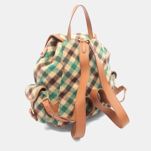 Checked Green Multicolor Wool Leather Backpack - Miu Miu - Modalova