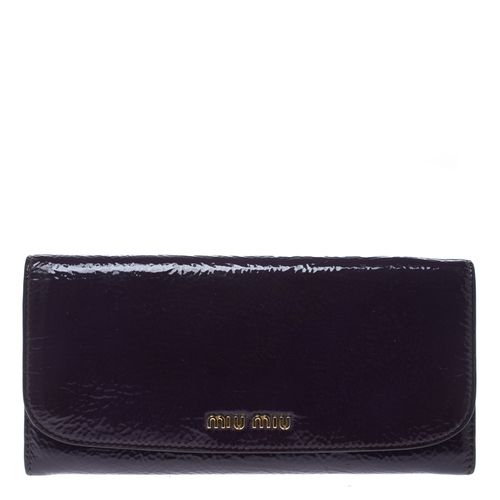 Miu Miu Purple Patent Leather Continental Wallet - Miu Miu - Modalova