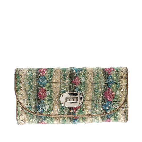 Miu Miu Multicolor Embellished Jacquard Clutch - Miu Miu - Modalova