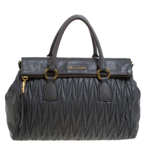 Miu Miu Grey Matelassé Leather Bow Satchel - Miu Miu - Modalova