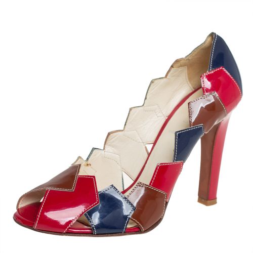 Miu Miu Multicolor Patent Leather Patchwork Peep Toe Pumps Size 36.5 - Miu Miu - Modalova