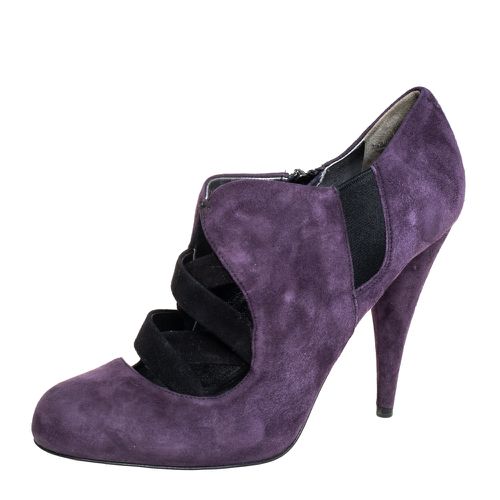 Miu Miu Purple Suede Ankle Booties Size 38.5 - Miu Miu - Modalova