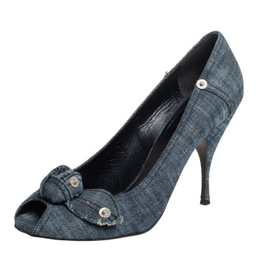 Miu Miu Blue Denim Peep-toe Pumps Size 41 - Miu Miu - Modalova