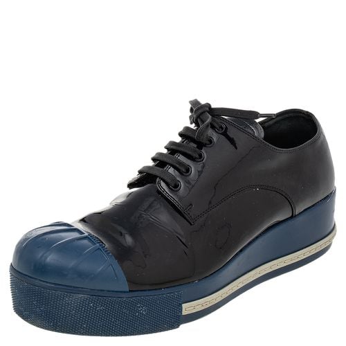 Miu Miu Black/Blue Patent Leather Rubber Cap Toe Platform Sneakers Size 39 - Miu Miu - Modalova