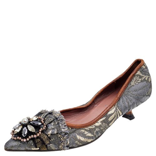 Miu Miu Grey Jacquard Embellished Pointed Toe Pumps Size 36 - Miu Miu - Modalova