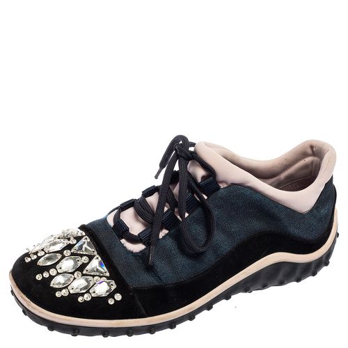 Miu Miu Multicolor Fabric and Suede Jeweled Toe Sneakers Size 37 - Miu Miu - Modalova