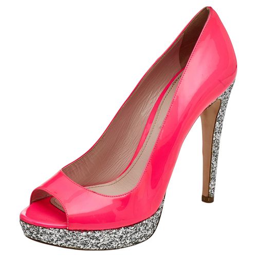 Miu Miu Neon Pink Patent Leather Peep Toe Pumps Size 38.5 - Miu Miu - Modalova