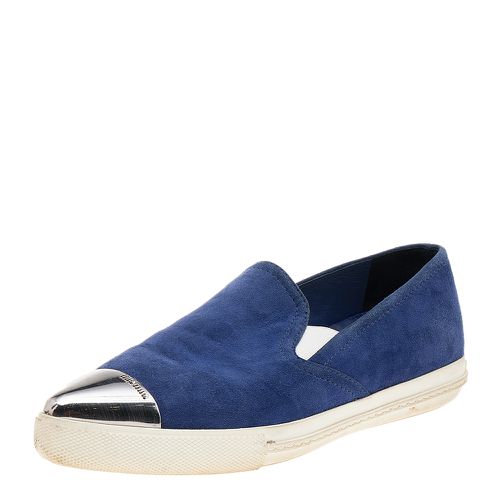 Miu Miu Blue Suede Metal Cap Toe Slip On Sneakers Size 36 - Miu Miu - Modalova