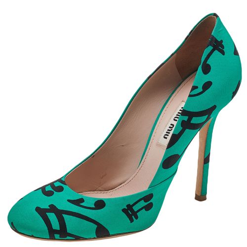 Miu Miu Green/Black Printed Fabric Pumps Size 37 - Miu Miu - Modalova