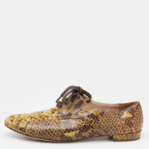 Miu Miu Yellow/Brown Snakeskin Embossed Patent Leather Derby Size 39 - Miu Miu - Modalova