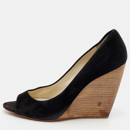 Suede Peep Toe Wedge Pumps Size 39 - Miu Miu - Modalova