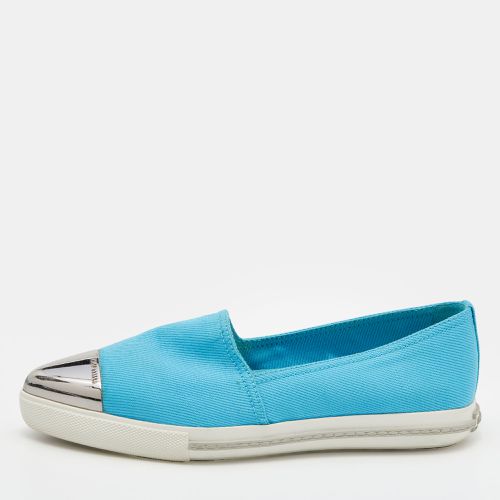 Miu Miu Blue Canvas Metal Cap Toe Slip On Sneakers Size 37.5 - Miu Miu - Modalova