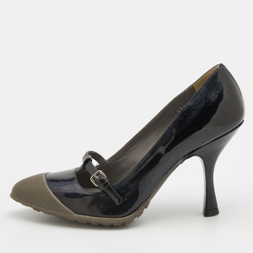 Miu Miu Black/Grey Patent Leather And Rubber Extended Cap Toe Mary Jane Pumps Size 35.5 - Miu Miu - Modalova