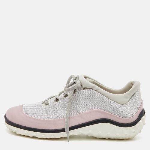 Miu Miu Pink/Grey Satin and Fabric Low Top Sneakers Size 36 - Miu Miu - Modalova