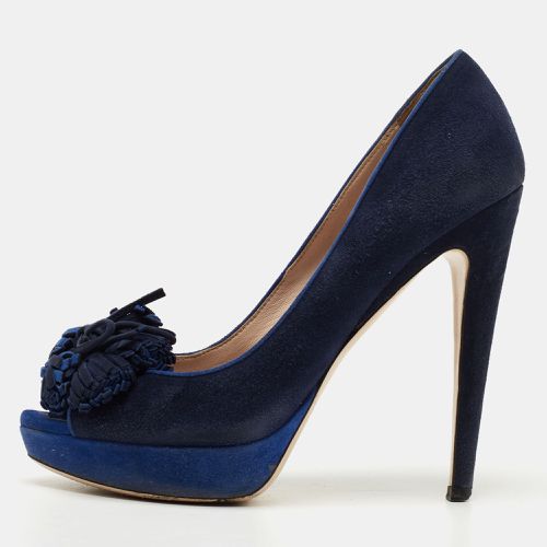 Miu Miu Blue Suede Peep Toe Platform Pumps Size 37.5 - Miu Miu - Modalova